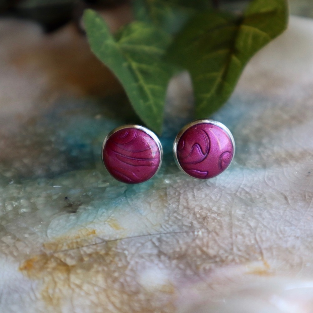 Handmade Purple Polymer Clay Stud Earrings